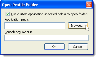Clicking Browse on the Open Profile Folder dialog box