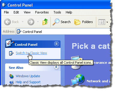Selecting the Switch to Classic View link