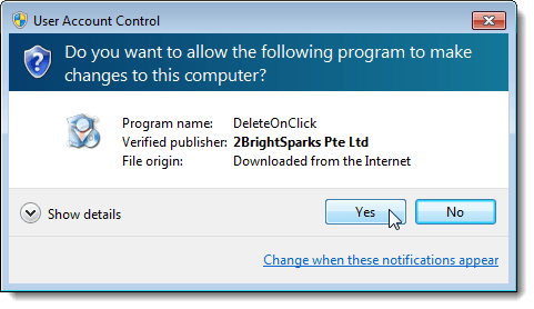 User Account Control dialog box