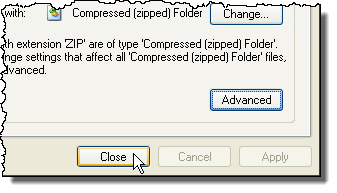 Closing the Folder Options dialog box