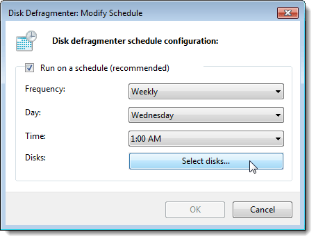 Modify Schedule dialog box in Windows 7