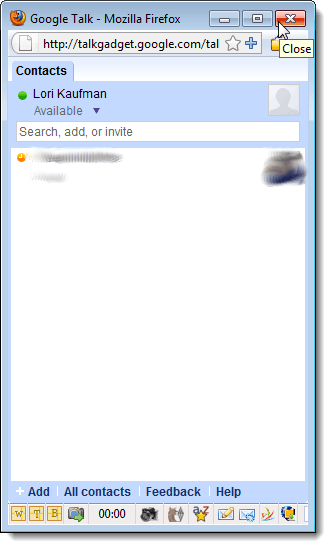 Popped out Google Talk window