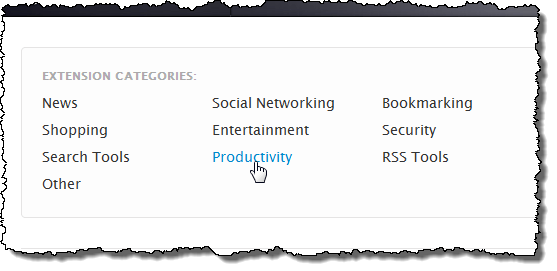 Selecting the Productivity category