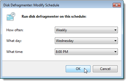 Modify Schedule dialog box in Windows Vista