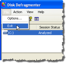 Closing the Disk Defragmenter