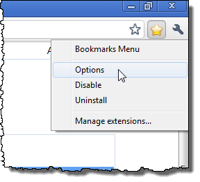 Opening Options for Bookmarks Menu