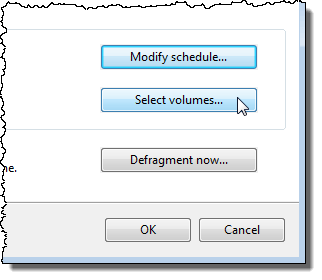 Clicking Select Volumes in Windows Vista