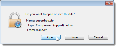 Dialog box to open or save the file