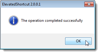 Operation completed successfully dialog box