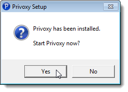 Start Privoxy now dialog box