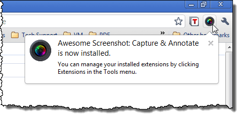 Awesome Screenshot button on toolbar