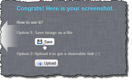 Saving the screenshot