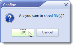 Confirm dialog box for shredding files in File Shredder