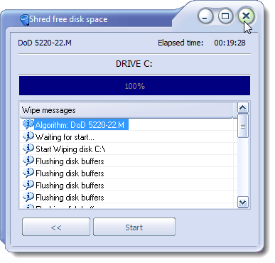Closing Shred free disk space