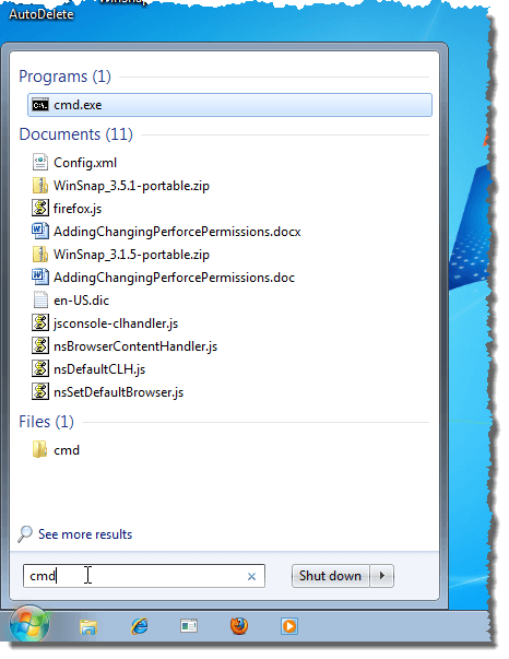 Starting cmd from Search box on Start menu in Windows 7