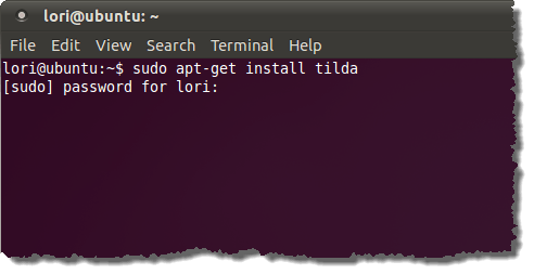 Entering command to install Tilda