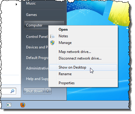 Showing Computer icon on desktop
