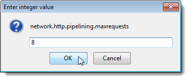 Changing network.http.pipelining.maxrequests preference to 8