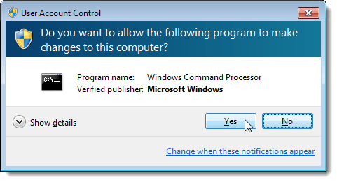 User Account Control for cmd