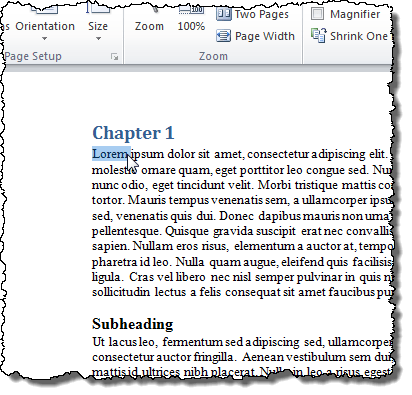 Editing a document in Print Preview mode