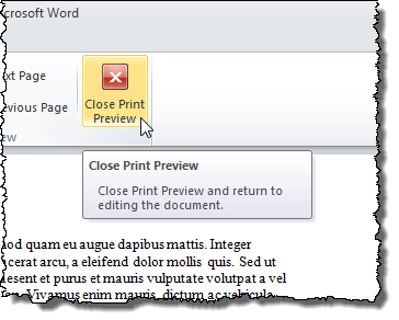 Closing Print Preview mode