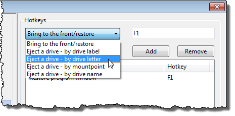 Selecting Eject a drive - by drive letter