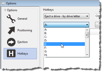 Selecting a drive letter