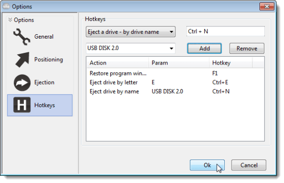 Eject drive by name hotkey added