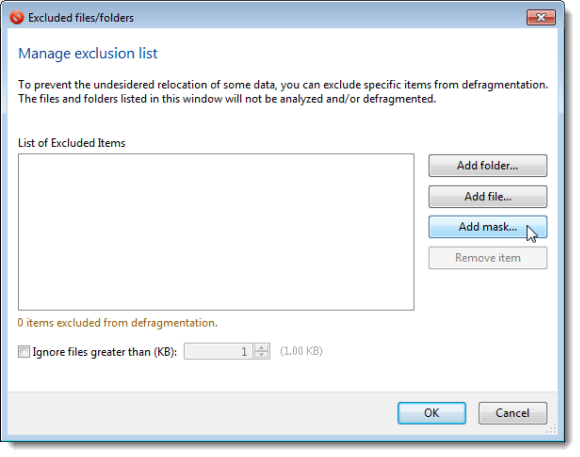 Excluded files/folders dialog box