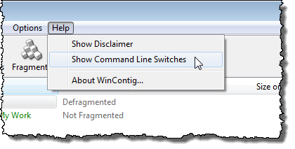 Selecting Show Command Line Switches option