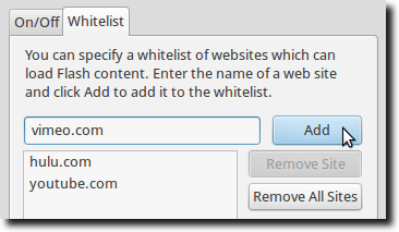 Create a Whitelist of Allowed Sites