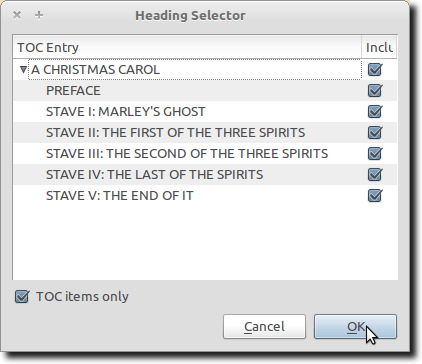 Heading Selector Window