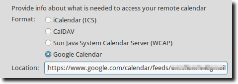 Paste Address in Create New Calendar Window