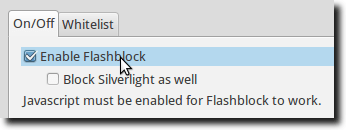 Turn Flashblock On or Off