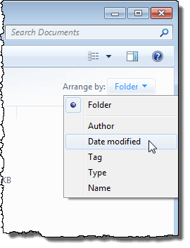 Arranging files by Date modified