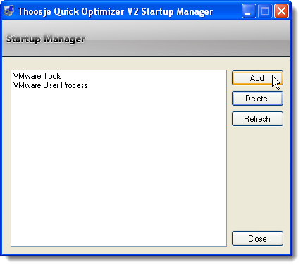 Startup Manager dialog box
