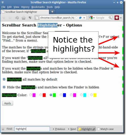 Scrollbar Highlights