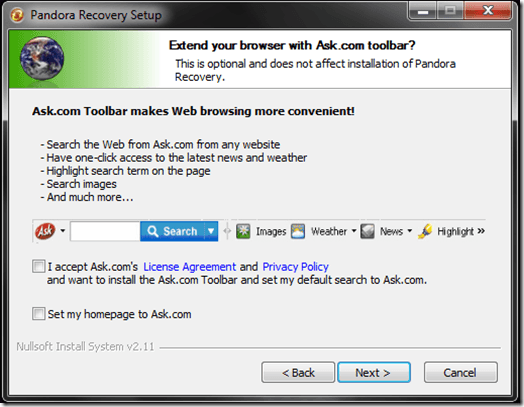 Pandora Recovery Ask Com
