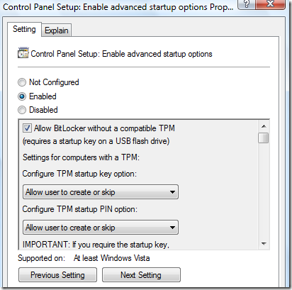 enable bitlocker