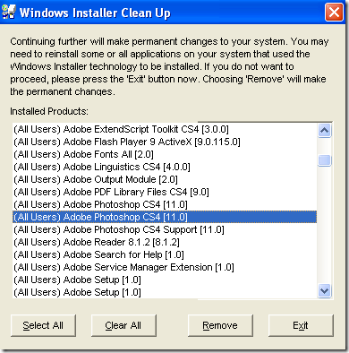 cannot remove program