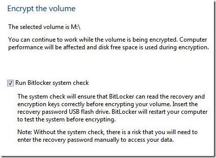 run bitlocker system check