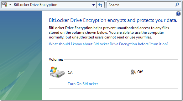 turn on bitlocker