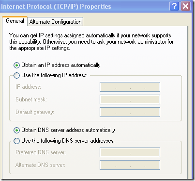obtain ip address automatically
