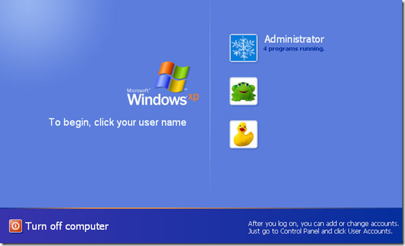 Hide user accounts from the Windows XP Welcome screen