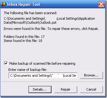 inbox repair tool