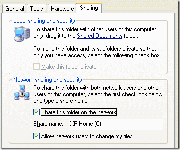 отключить простой общий доступ к файлам только в Windows XP Home Edition