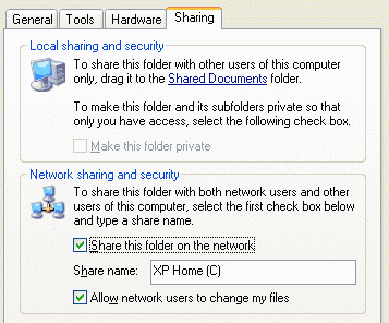 how to turn off simple file sharing in xp