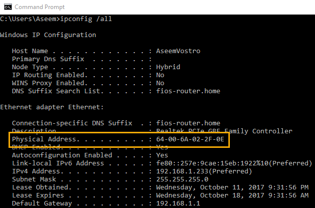 how long is the mac address for the internet