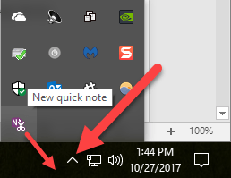 microsoft onenote 2016 put in task bar clip