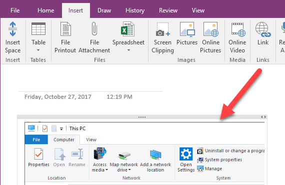 How to Take and Insert Screenshots using OneNote - 20